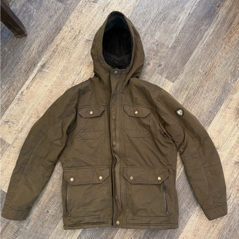 Kuhl Kollusion Men’s Large Jacket | Cold Weather Sherpa Lined | Brown & Grey